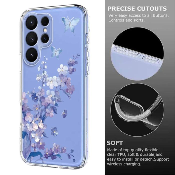 OEM - Samsung Galaxy S26 Ultra Skal TPU Blommönster - Violer