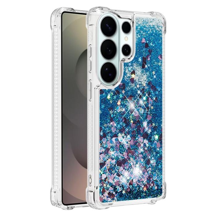 N.BEKUS - Samsung Galaxy S26 Ultra Mobilskal TPU Glittrande Stötskydd - Blå / Hjärtar