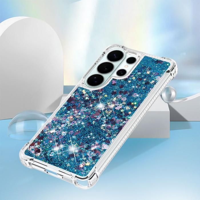 N.BEKUS - Samsung Galaxy S26 Ultra Mobilskal TPU Glittrande Stötskydd - Blå / Hjärtar