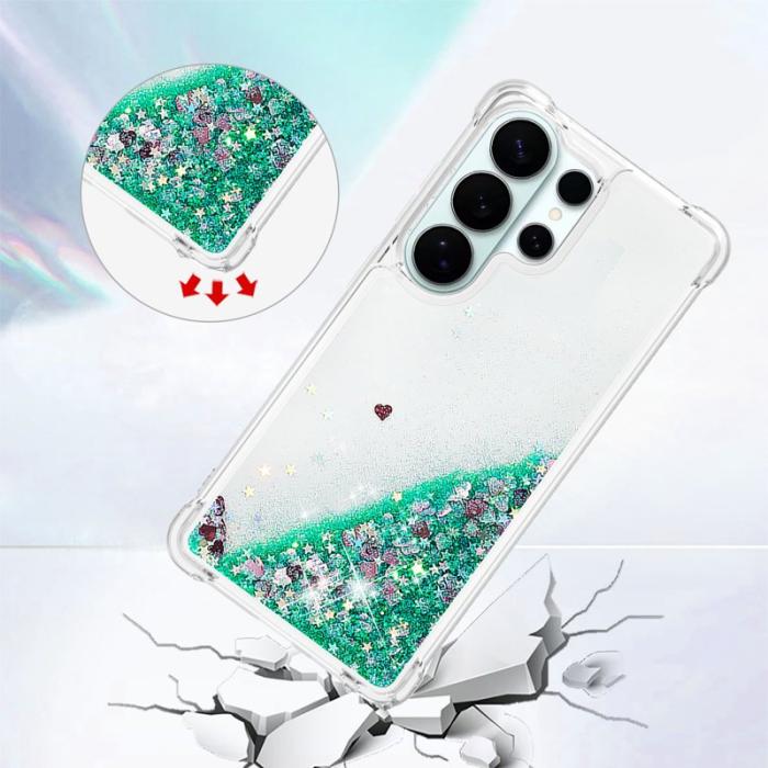 OEM - Samsung Galaxy S26 Ultra Mobilskal TPU Glittrande Stötskydd - Grön / Hjärtar