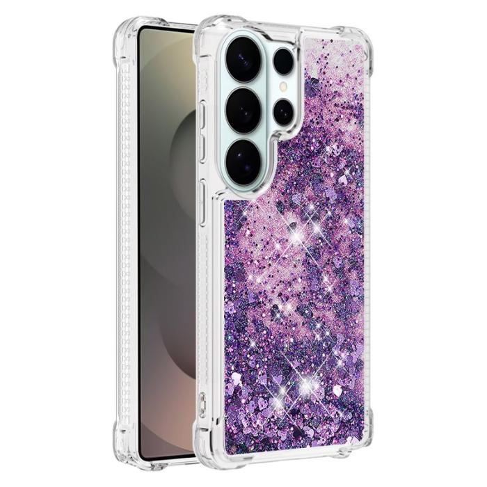 OEM - Samsung Galaxy S26 Ultra Mobilskal TPU Glittrande Stötskydd - Mörklila / Hjärtar