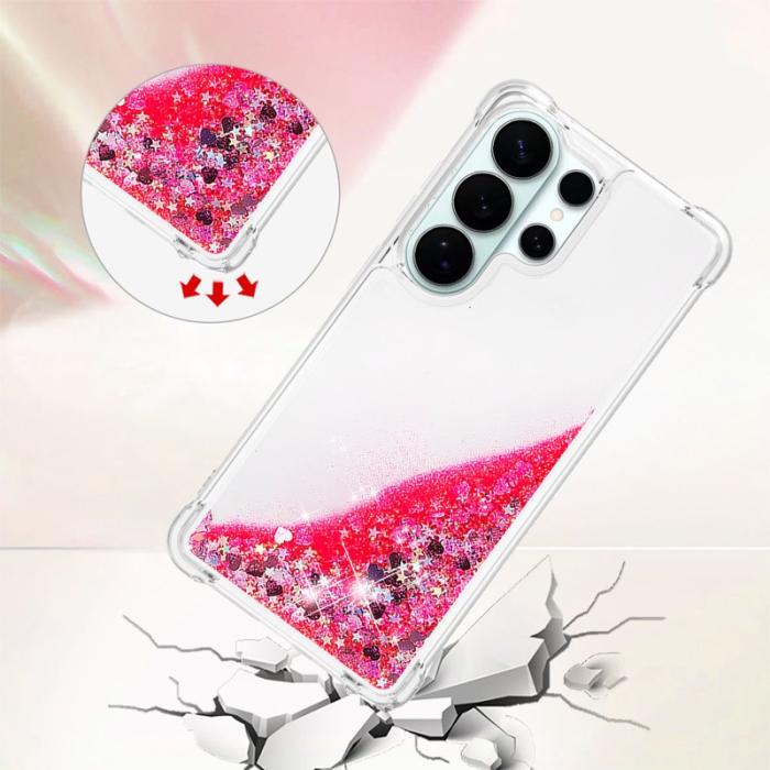 OEM - Samsung Galaxy S26 Ultra Mobilskal TPU Glittrande Stötskydd - Rosa / Hjärtar