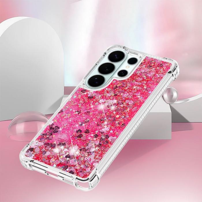 OEM - Samsung Galaxy S26 Ultra Mobilskal TPU Glittrande Stötskydd - Rosa / Hjärtar