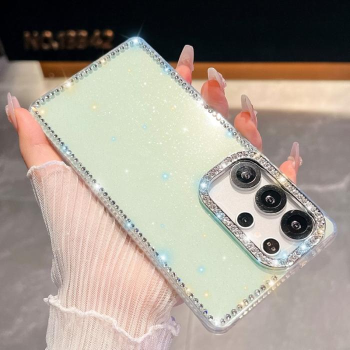 HAT PRINCE - Samsung Galaxy S26 Ultra Mobilskal TPU + PC Glitterkant - Glitter Ljusgrön