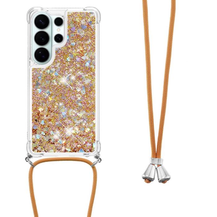 OEM - Samsung Galaxy S26 Ultra Skal TPU Snabbsand Telefonfodral - Guld / Hjärtar