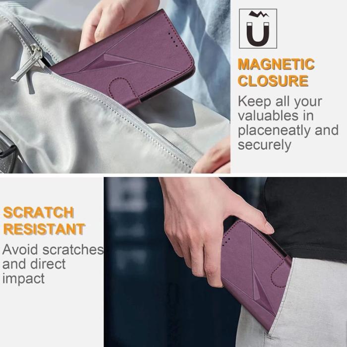 OEM - Samsung Galaxy S26 Ultra Mobilskal Triangelprägling KonstLäder - Mörklila