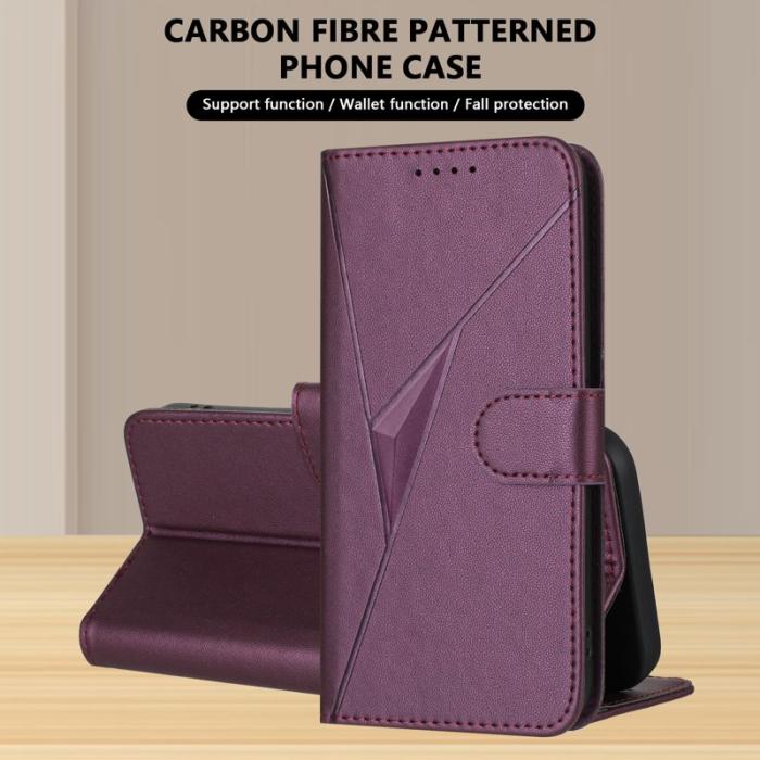 OEM - Samsung Galaxy S26 Ultra Mobilskal Triangelprägling KonstLäder - Mörklila