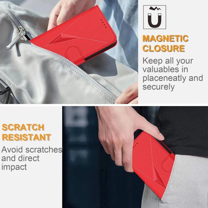 OEM - Samsung Galaxy S26 Ultra Mobilskal Triangelprägling KonstLäder - Röd