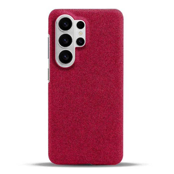 OEM - Samsung Galaxy S26 Ultra Mobilskal Tygtextur Anti-Scratch Plast - Röd