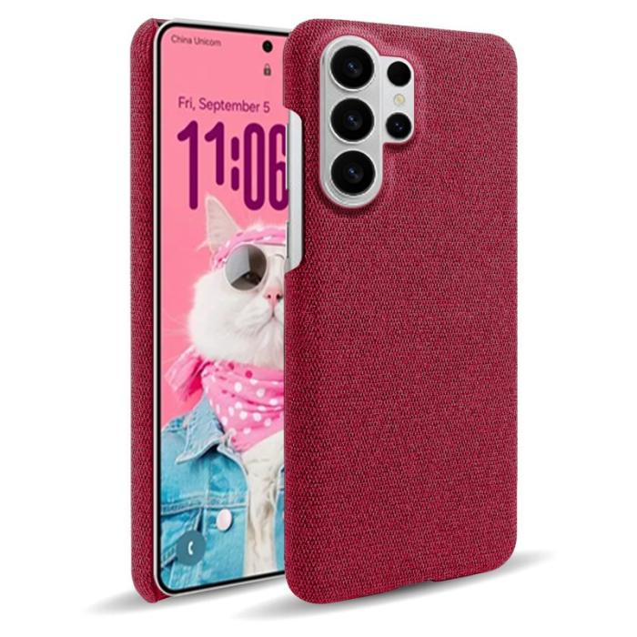 OEM - Samsung Galaxy S26 Ultra Mobilskal Tygtextur Anti-Scratch Plast - Röd