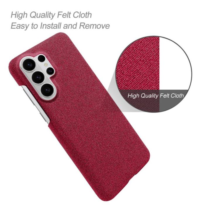 OEM - Samsung Galaxy S26 Ultra Mobilskal Tygtextur Anti-Scratch Plast - Röd