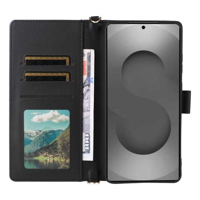 YIKATU - Samsung Galaxy S26 Ultra Ställ Fodral Äkta Läder - Svart