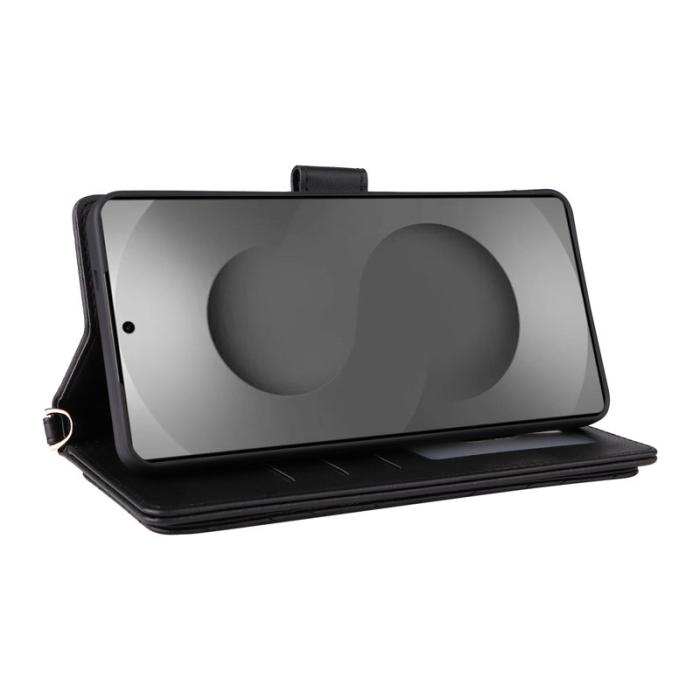 YIKATU - Samsung Galaxy S26 Ultra Ställ Fodral Äkta Läder - Svart