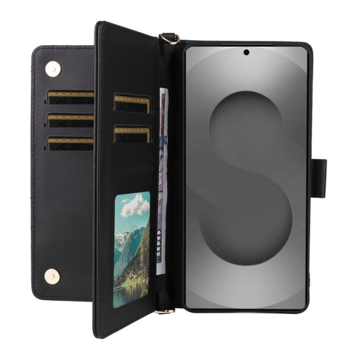 YIKATU - Samsung Galaxy S26 Ultra Ställ Fodral Äkta Läder - Svart