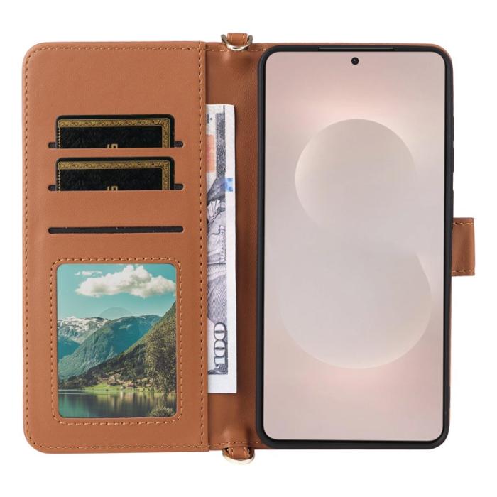 OEM - Samsung Galaxy S26 Edge Plånboksfodral Konstläder Ställ - Brun