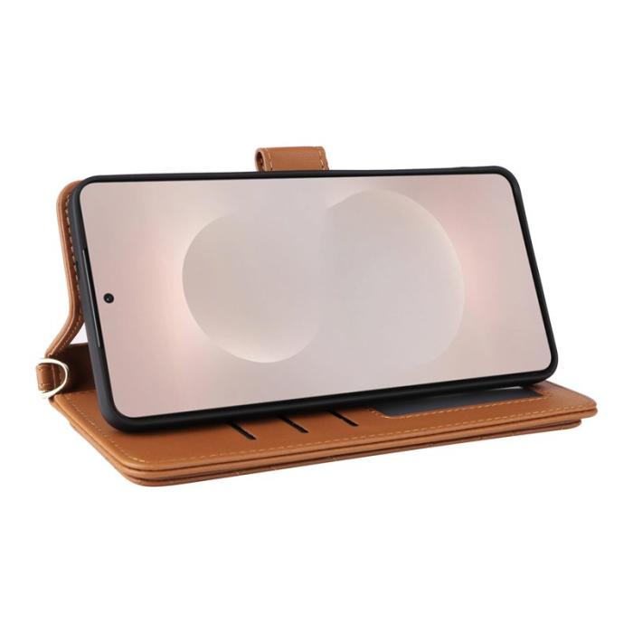 OEM - Samsung Galaxy S26 Edge Plånboksfodral Konstläder Ställ - Brun