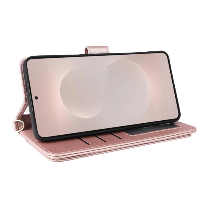 OEM - Samsung Galaxy S26 Edge Plånboksfodral Konstläder Ställ - Rosa