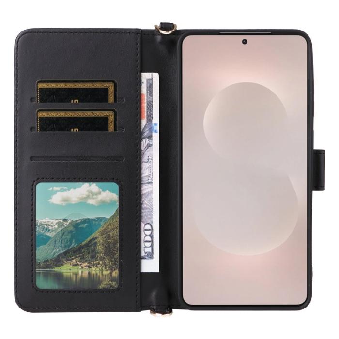 OEM - Samsung Galaxy S26 Edge Plånboksfodral Konstläder Ställ - Svart