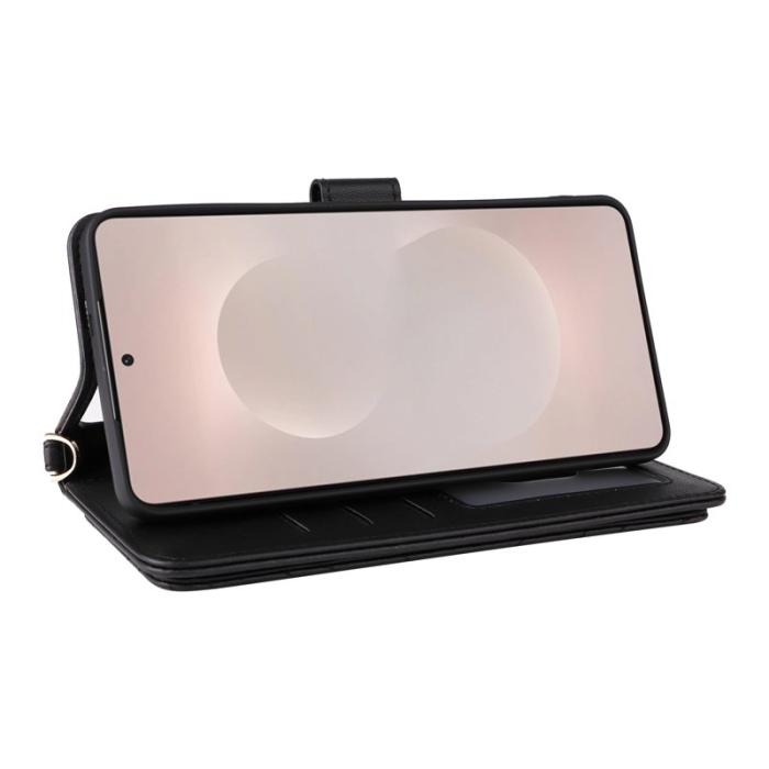 OEM - Samsung Galaxy S26 Edge Plånboksfodral Konstläder Ställ - Svart