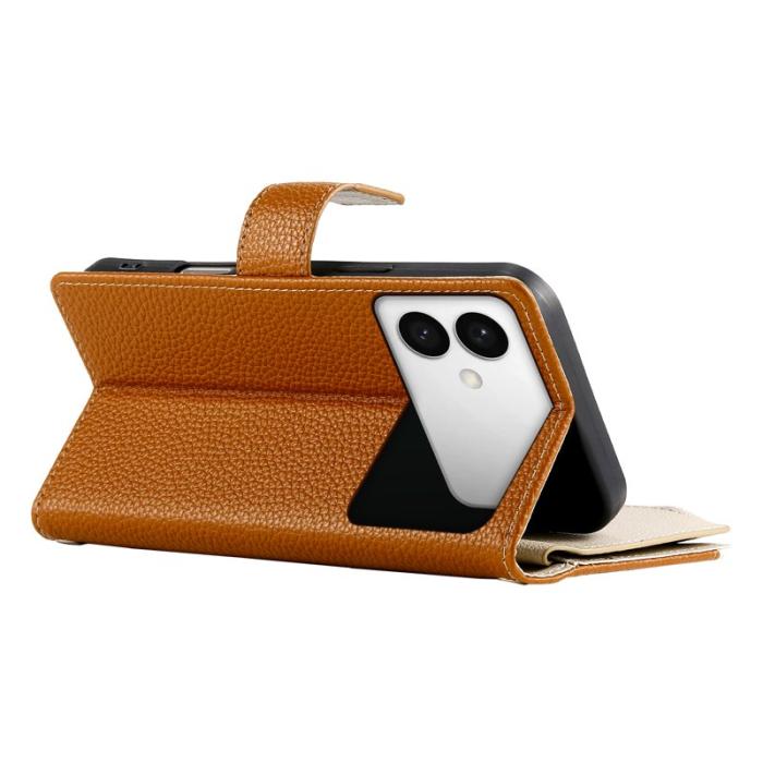 OEM - Samsung Galaxy S26 Edge Plånboksfodral Dragkedja Konstläder Flip - Brun