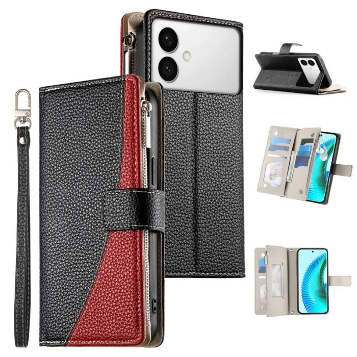 OEM - Samsung Galaxy S26 Edge Plånboksfodral Dragkedja Konstläder Flip - Svart