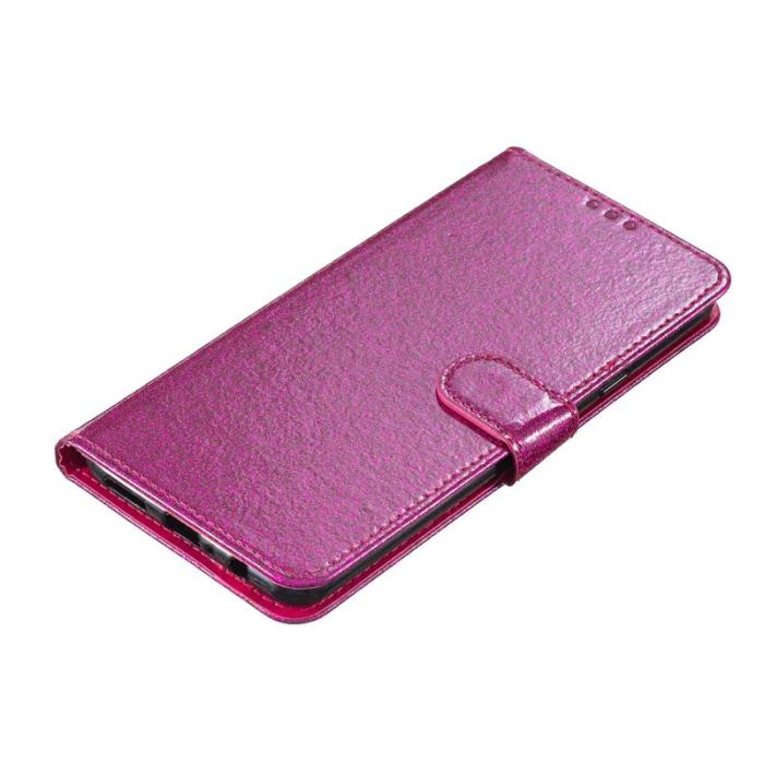 OEM - Samsung Galaxy S26 Edge Plånboksfodral Glitter Anti-Scratch Konstläder - Rosa