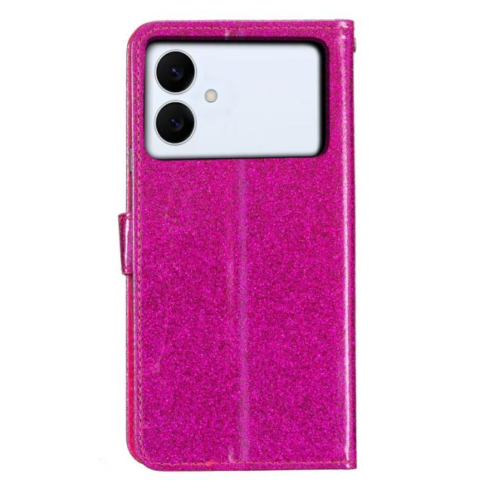 OEM - Samsung Galaxy S26 Edge Plånboksfodral Glitter Anti-Scratch Konstläder - Rosa
