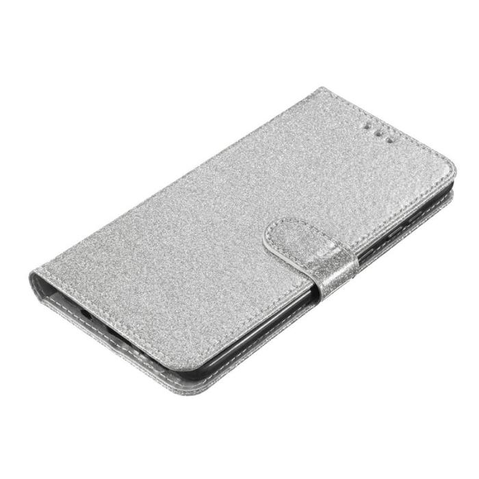 OEM - Samsung Galaxy S26 Edge Plånboksfodral Glitter Anti-Scratch Konstläder - Silver