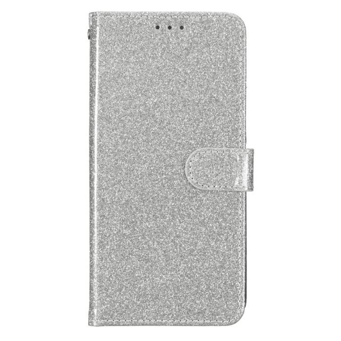 OEM - Samsung Galaxy S26 Edge Plånboksfodral Glitter Anti-Scratch Konstläder - Silver