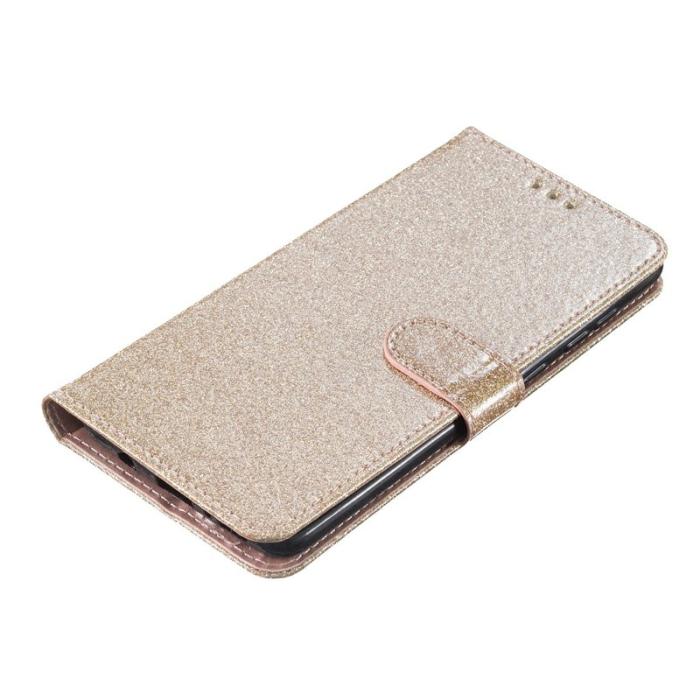 OEM - Samsung Galaxy S26 Edge Plånboksfodral Glitter Anti-Scratch Konstläder - Guld
