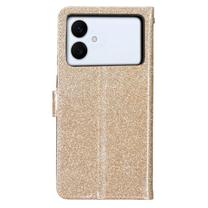 OEM - Samsung Galaxy S26 Edge Plånboksfodral Glitter Anti-Scratch Konstläder - Guld