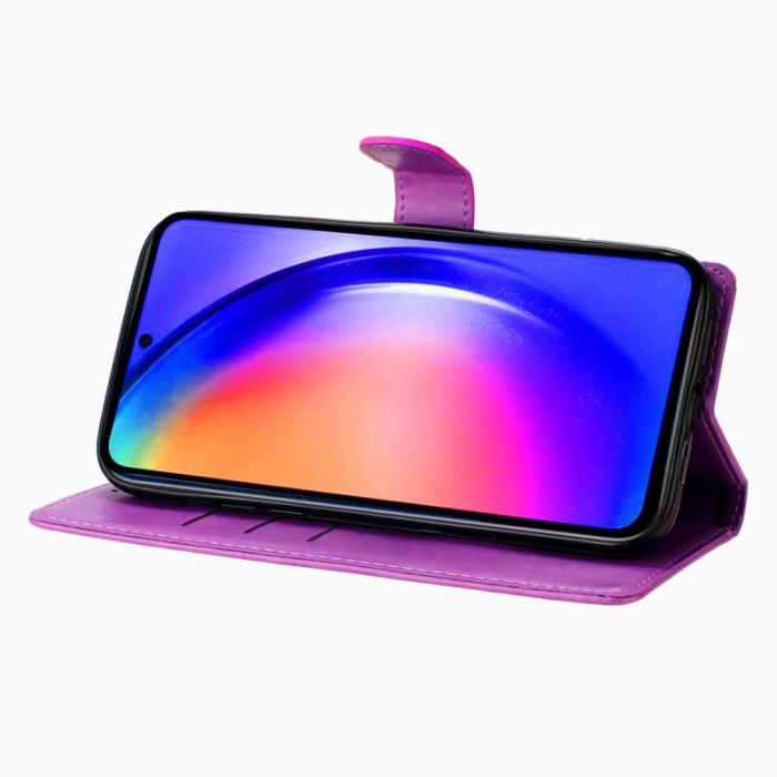 OEM - Samsung Galaxy S26 Edge Plånboksfodral Glitter Anti-Scratch Konstläder - Lila