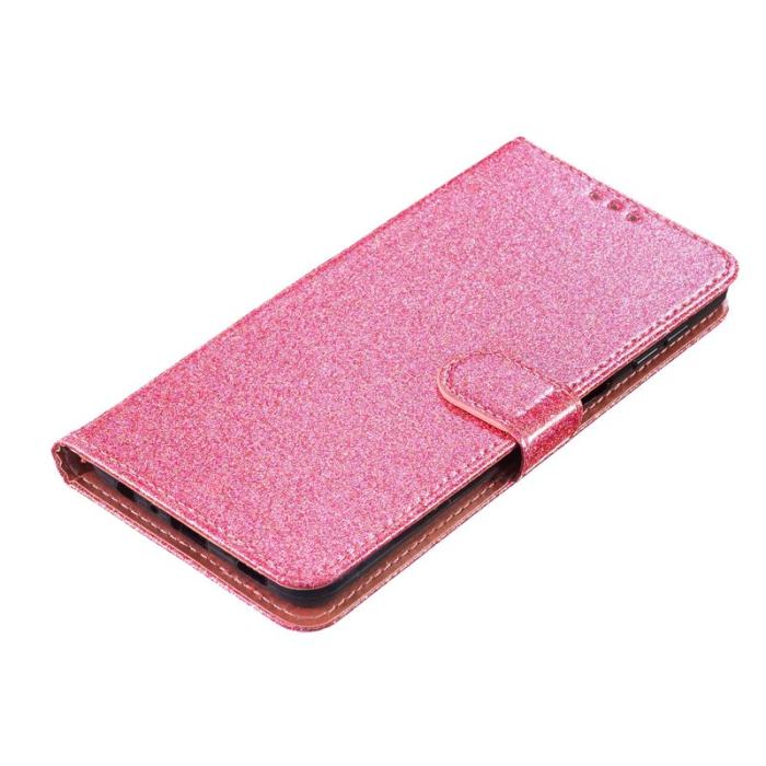 OEM - Samsung Galaxy S26 Edge Plånboksfodral Glitter Anti-Scratch Konstläder - Rosa