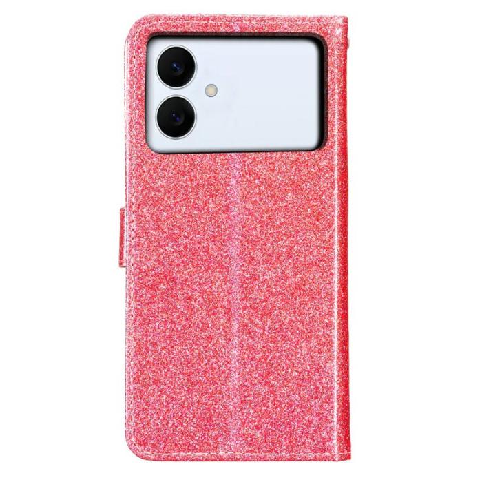 OEM - Samsung Galaxy S26 Edge Plånboksfodral Glitter Anti-Scratch Konstläder - Rosa