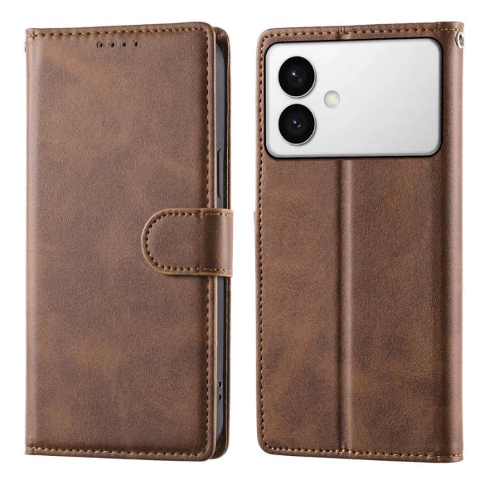 OEM - Samsung Galaxy S26 Edge Plånboksfodral Konstläder Flip Skydd - Brun