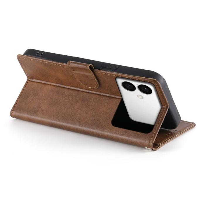 OEM - Samsung Galaxy S26 Edge Plånboksfodral Konstläder Flip Skydd - Brun