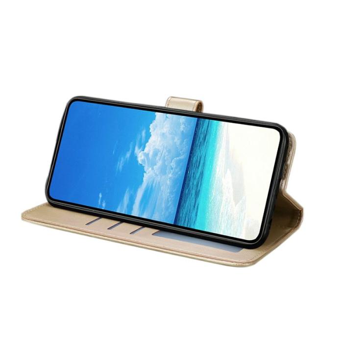 OEM - Samsung Galaxy S26 Edge Plånboksfodral Konstläder Flip Skydd - Guld