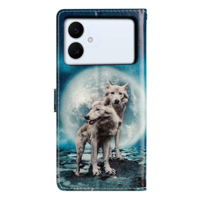 OEM - Samsung Galaxy S26 Edge Plånboksfodral Konstläder Mönster Ställ - Två Vargar