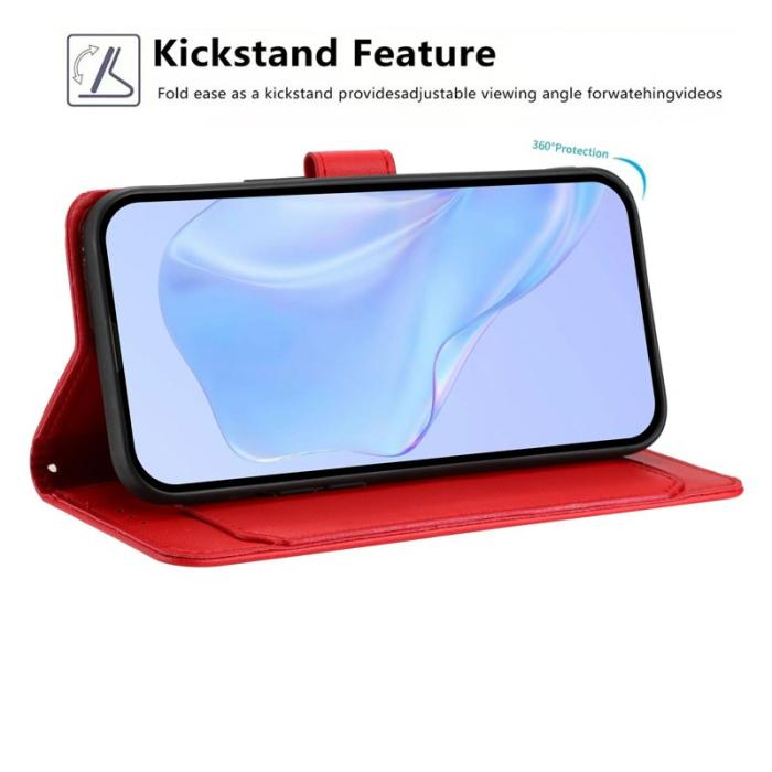 OEM - Samsung Galaxy S26 Edge Plånboksfodral Ställ Konstläder - Röd