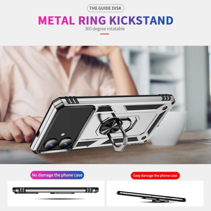 OEM - Samsung Galaxy S26 Edge Mobilskal Plast Med Ställning - Silver