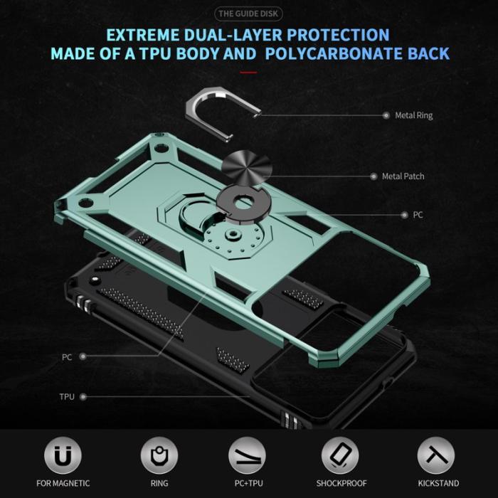 OEM - Samsung Galaxy S26 Edge Mobilskal Plast Med Ställning - Grön