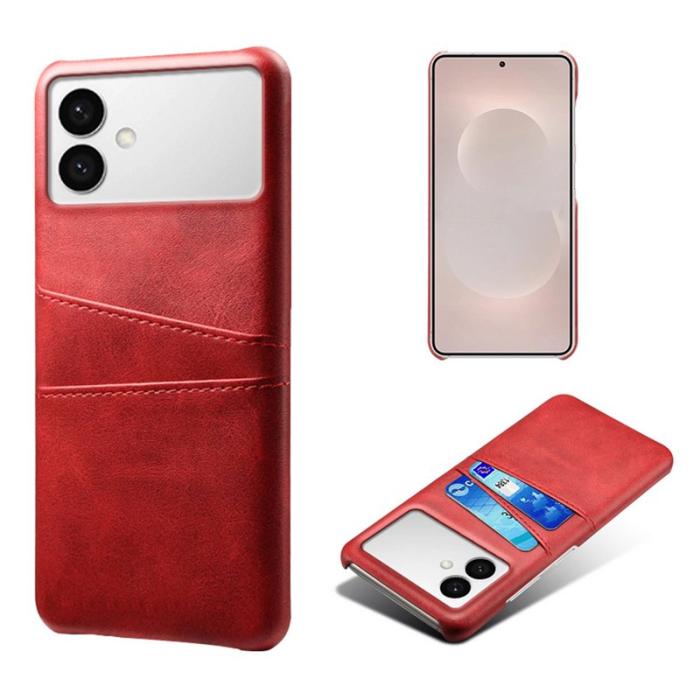 OEM - Samsung Galaxy S26 Edge Mobilskal PU Läder + Hård PC - Röd