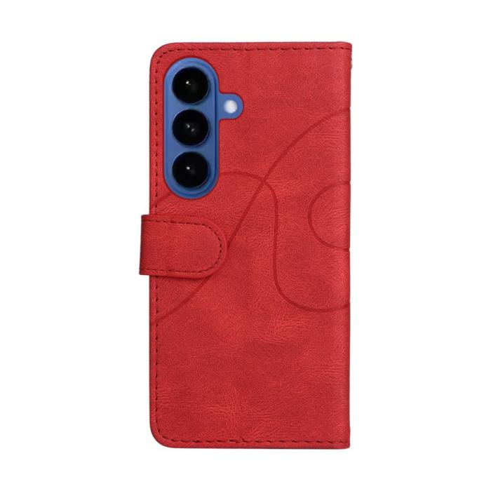 OEM - Samsung Galaxy S26 Fodral Äkta Läder Ställfunktion - Röd