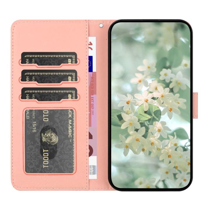 OEM - Samsung Galaxy S26 Plånboksfodral Blommönster Konstläder Flip - Rosa