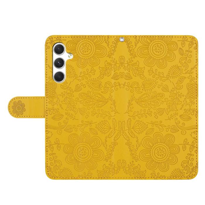 OEM - Samsung Galaxy S26 Fodral Blommönster Konstläder Flip - Gul