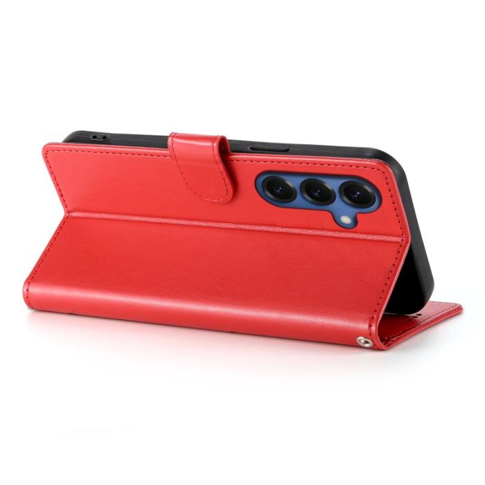 OEM - Samsung Galaxy S26 Fodral Fjäril Blommönster PU Läder - Röd