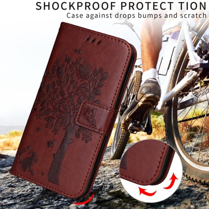 OEM - Samsung Galaxy S26 Fodral Konstläder Kattträd Mönster - Kaffe