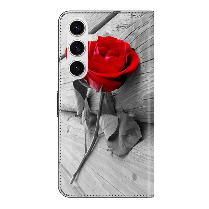 OEM - Samsung Galaxy S26 Fodral Magnetisk Stängning 3D Mönster Äkta Läder - Rosé