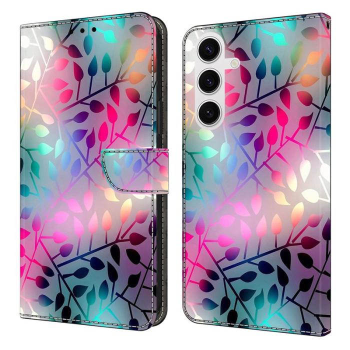 OEM - Samsung Galaxy S26 Fodral Magnetlås 3D Mönster Äkta Läder - Lönnblad