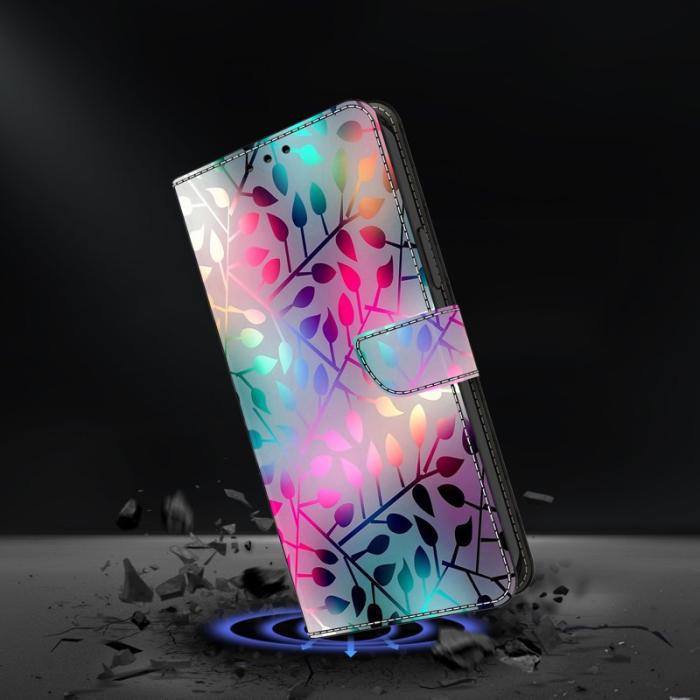 OEM - Samsung Galaxy S26 Fodral Magnetlås 3D Mönster Äkta Läder - Lönnblad